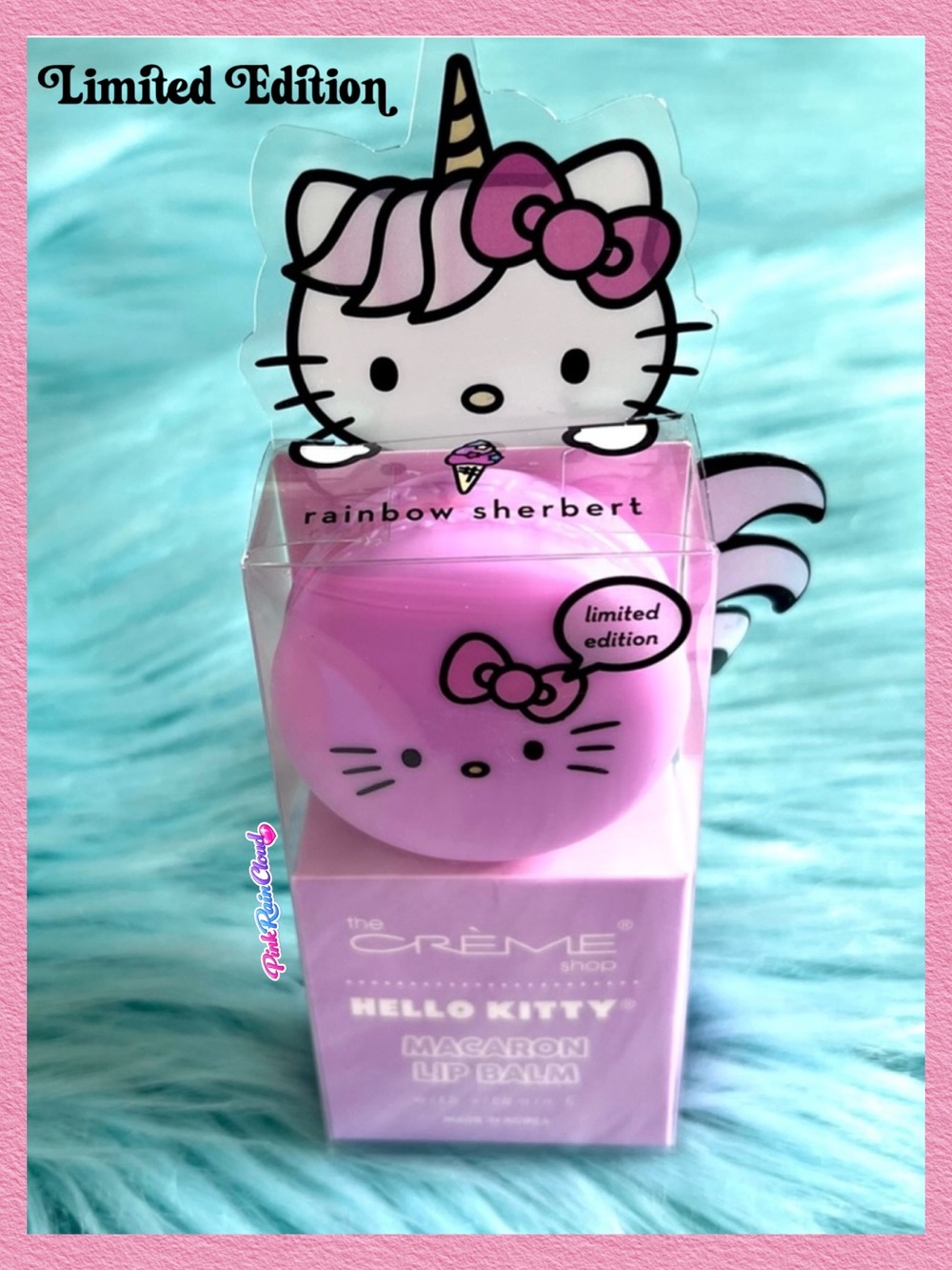 Crème Shop X Sanrio Rainbow Sherbet Limited Edition Hello Kitty Macaron Lip Balm